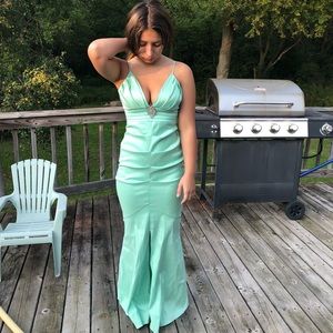 Mermaid style sea foam hoco or prom dress